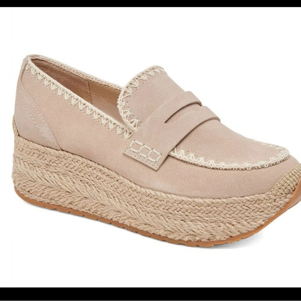 Dolce Vita Janine Platform Sneaker Loafer Women's Bone Nude Suede - Picture 9 of 10